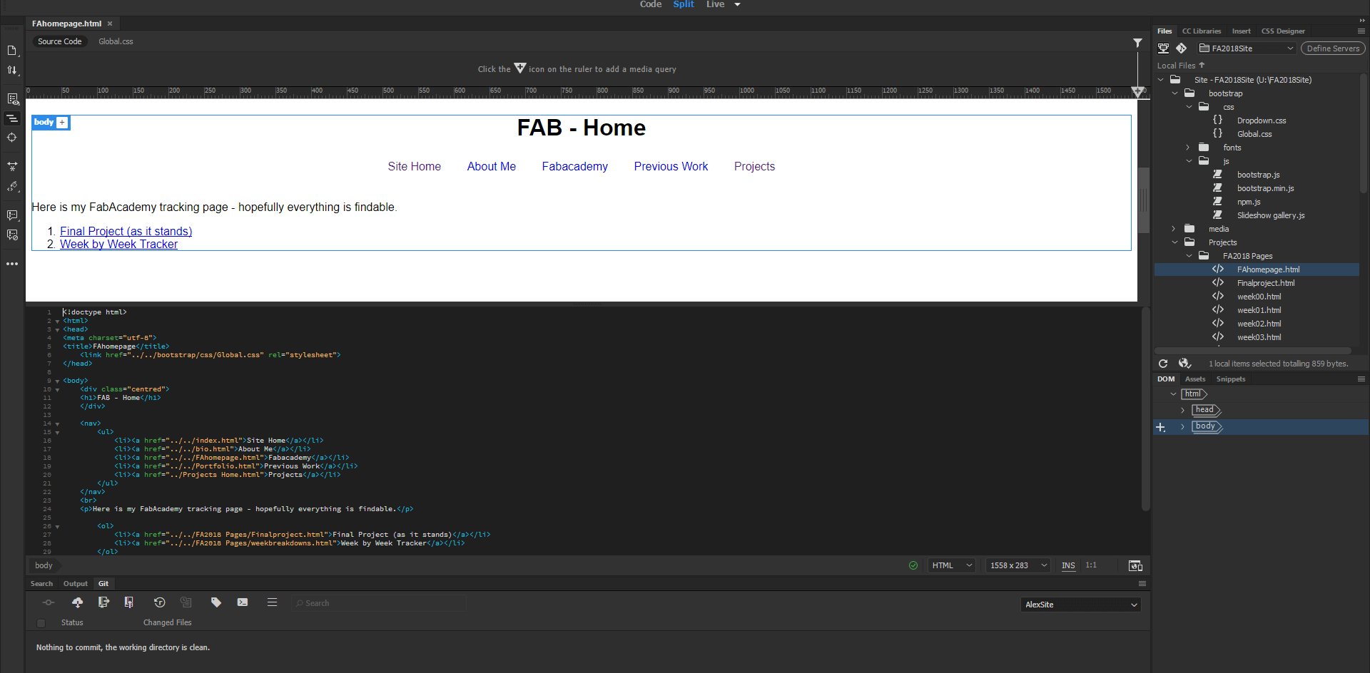 Dreamweaver environment